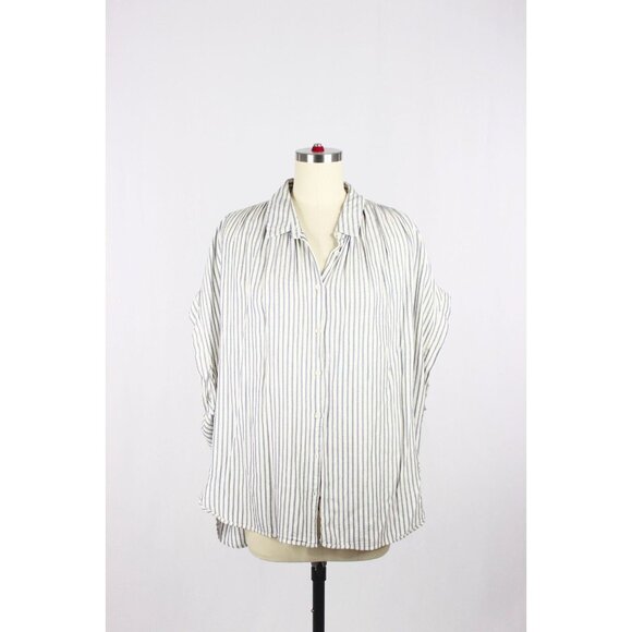 MADEWELL Central Dalton Stripe Lyocell Twill Oversized Shirt Top, Size XXL - Picture 5 of 15